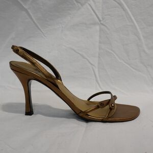 STUART WEITZMAN Antique Gold With Citrine Embellishments at Toe & Ankle, size 8